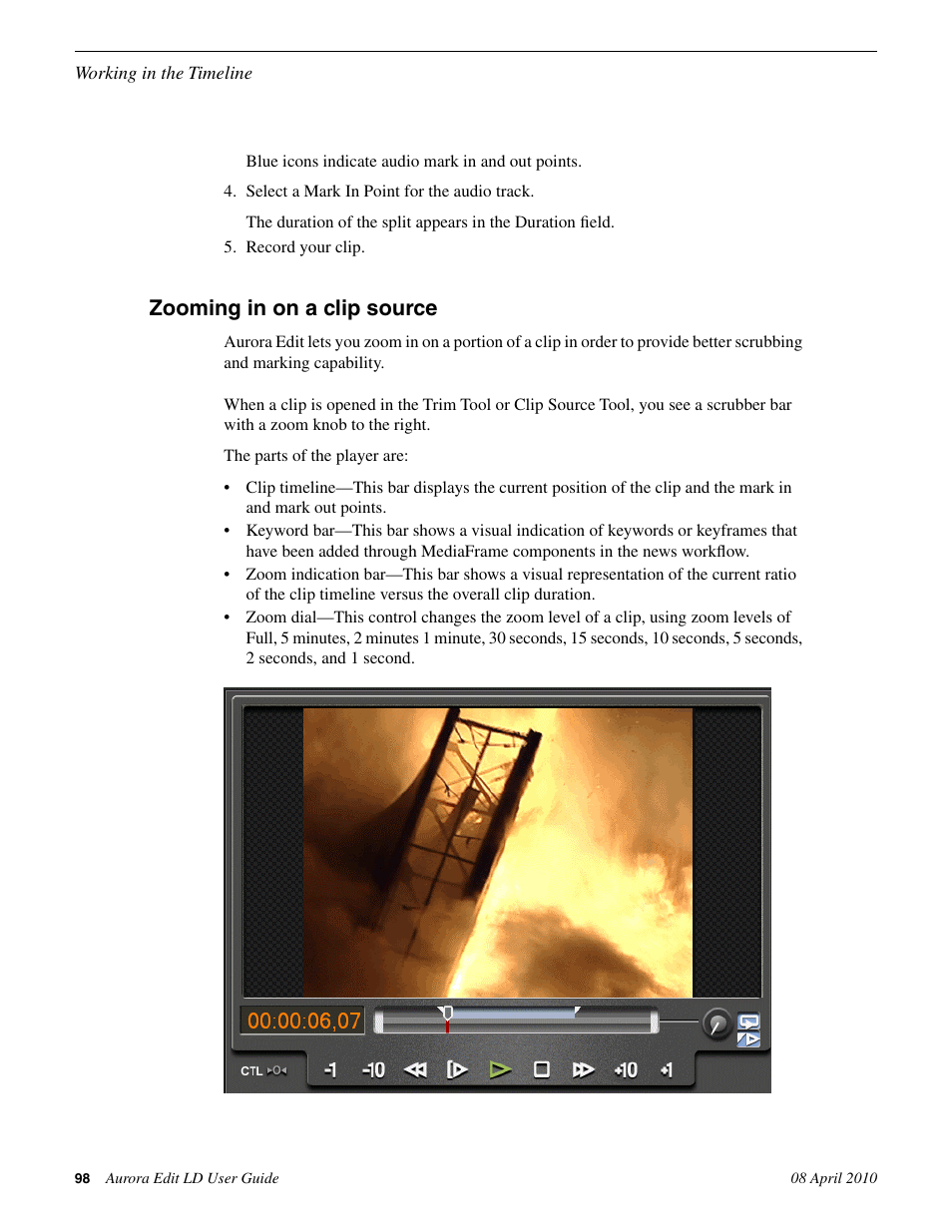 Zooming in on a clip source | Grass Valley Aurora Edit LD v.7.0 User Manual | Page 98 / 228