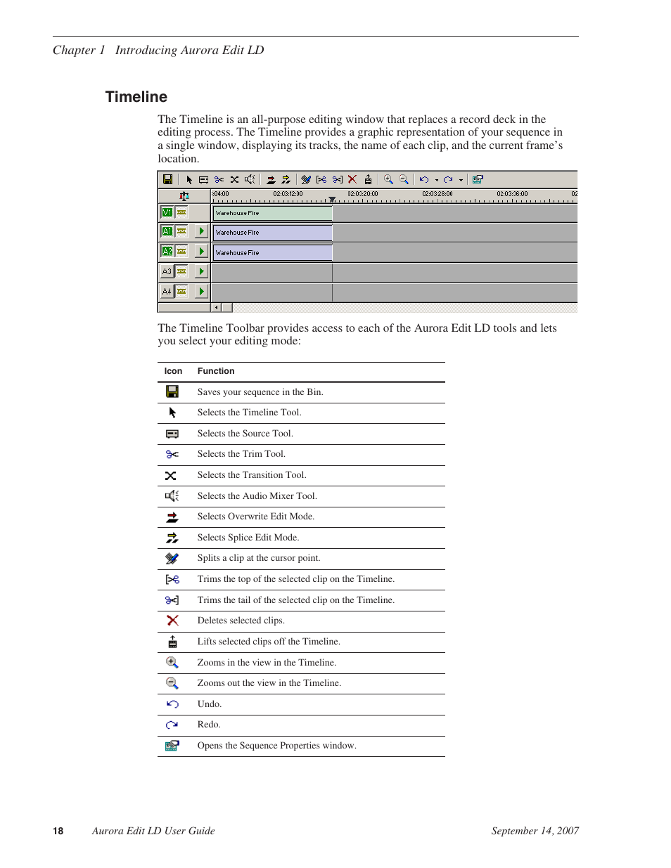 Timeline | Grass Valley Aurora Edit LD v.6.3 User Manual | Page 18 / 100