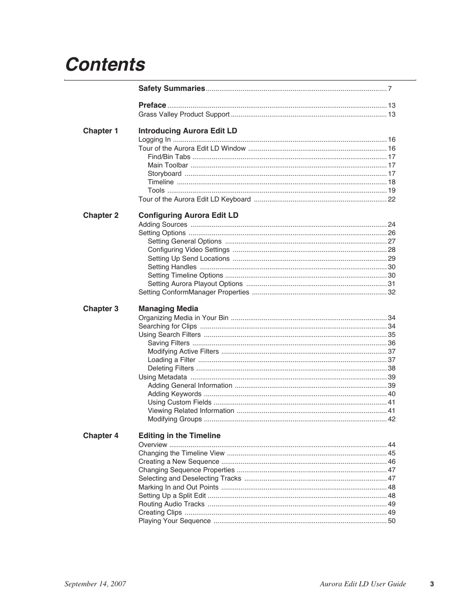 Grass Valley Aurora Edit LD v.6.3 User Manual | Page 3 / 100