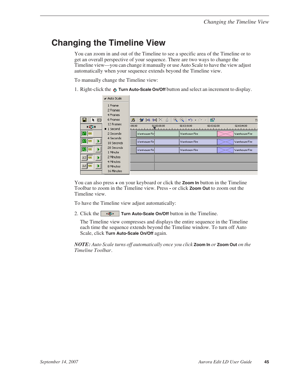 Changing the timeline view | Grass Valley Aurora Edit LD v.6.3 User Manual | Page 45 / 100