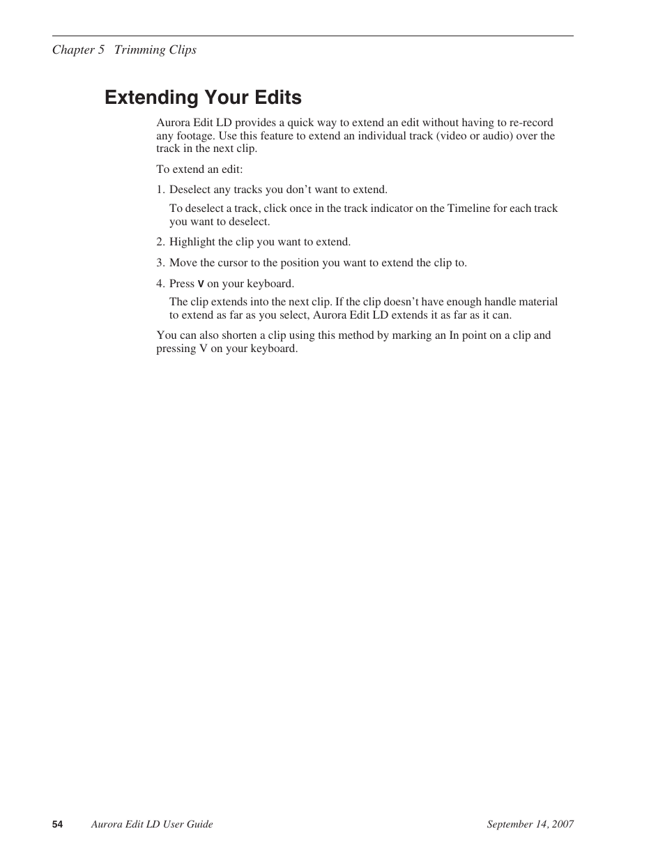 Extending your edits | Grass Valley Aurora Edit LD v.6.3 User Manual | Page 54 / 100