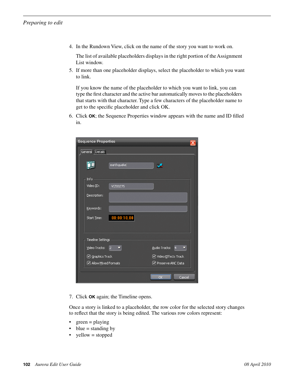 Grass Valley Aurora Edit v.7.0 User Manual | Page 102 / 280