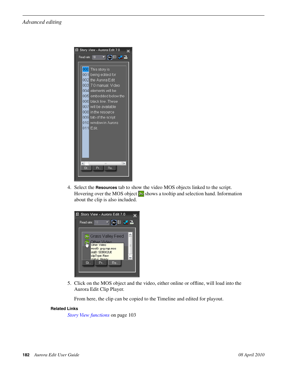 Grass Valley Aurora Edit v.7.0 User Manual | Page 182 / 280