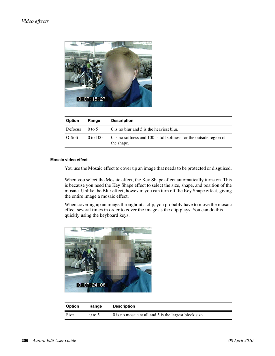 Mosaic video effect | Grass Valley Aurora Edit v.7.0 User Manual | Page 206 / 280