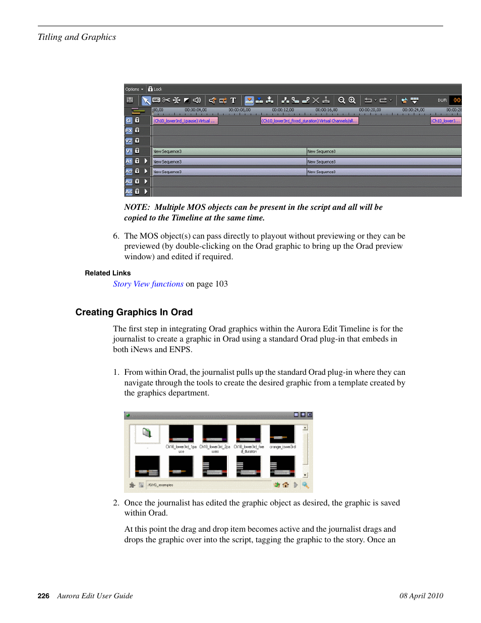 Creating graphics in orad | Grass Valley Aurora Edit v.7.0 User Manual | Page 226 / 280