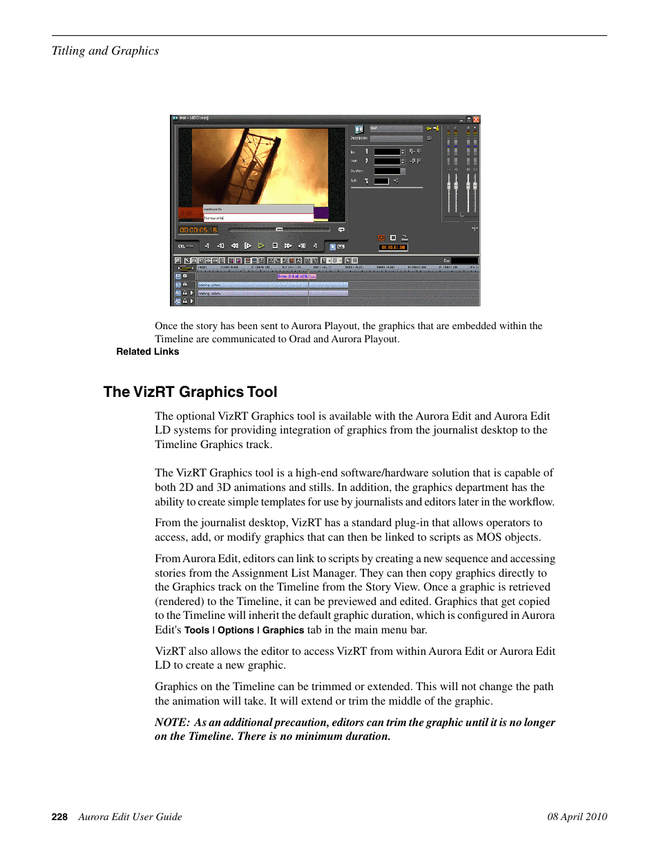 The vizrt graphics tool | Grass Valley Aurora Edit v.7.0 User Manual | Page 228 / 280