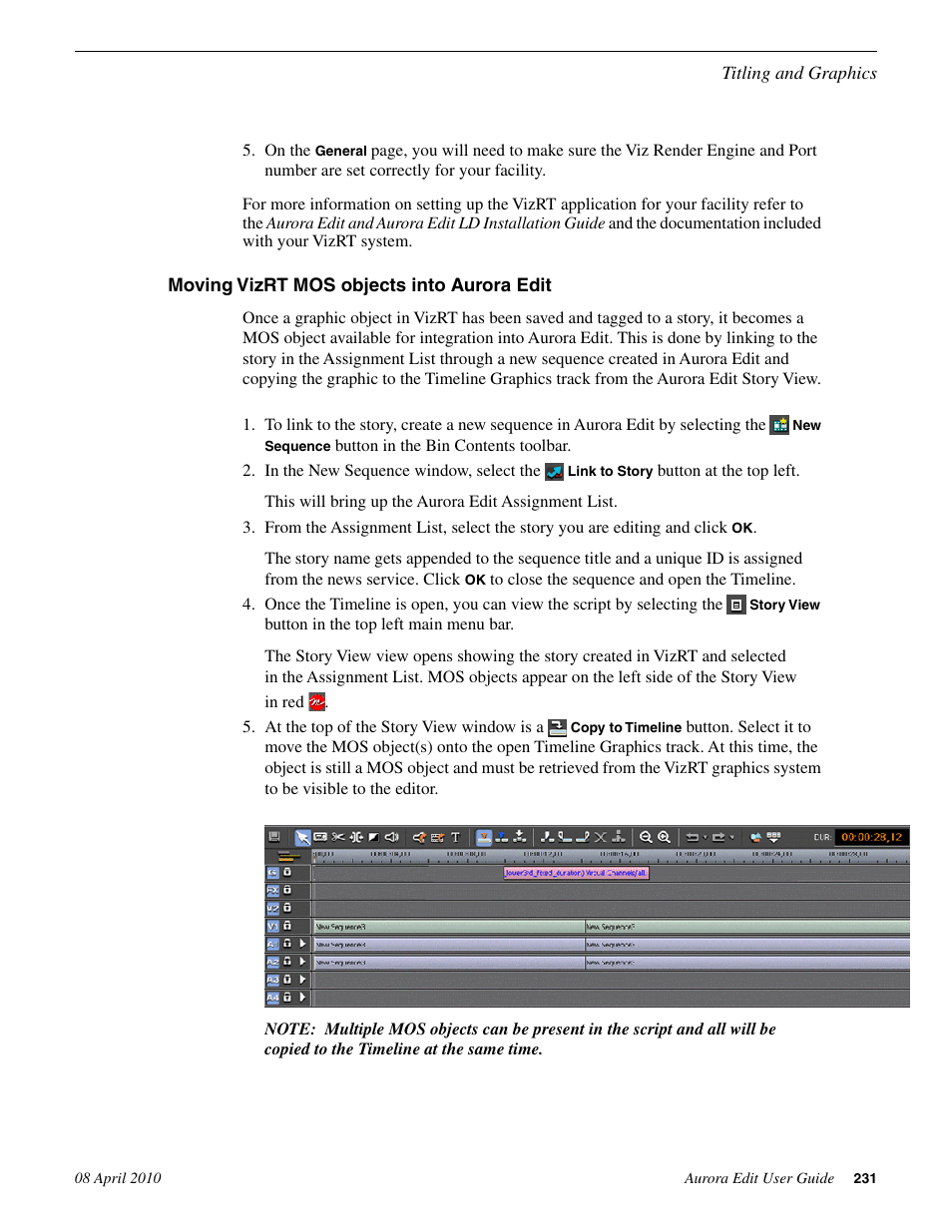 Moving vizrt mos objects into aurora edit | Grass Valley Aurora Edit v.7.0 User Manual | Page 231 / 280