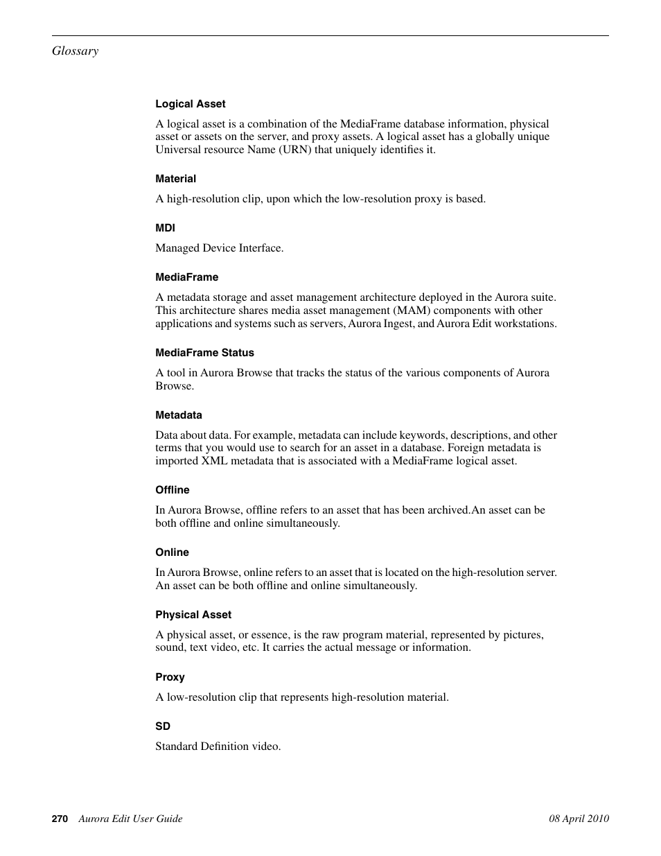 Grass Valley Aurora Edit v.7.0 User Manual | Page 270 / 280