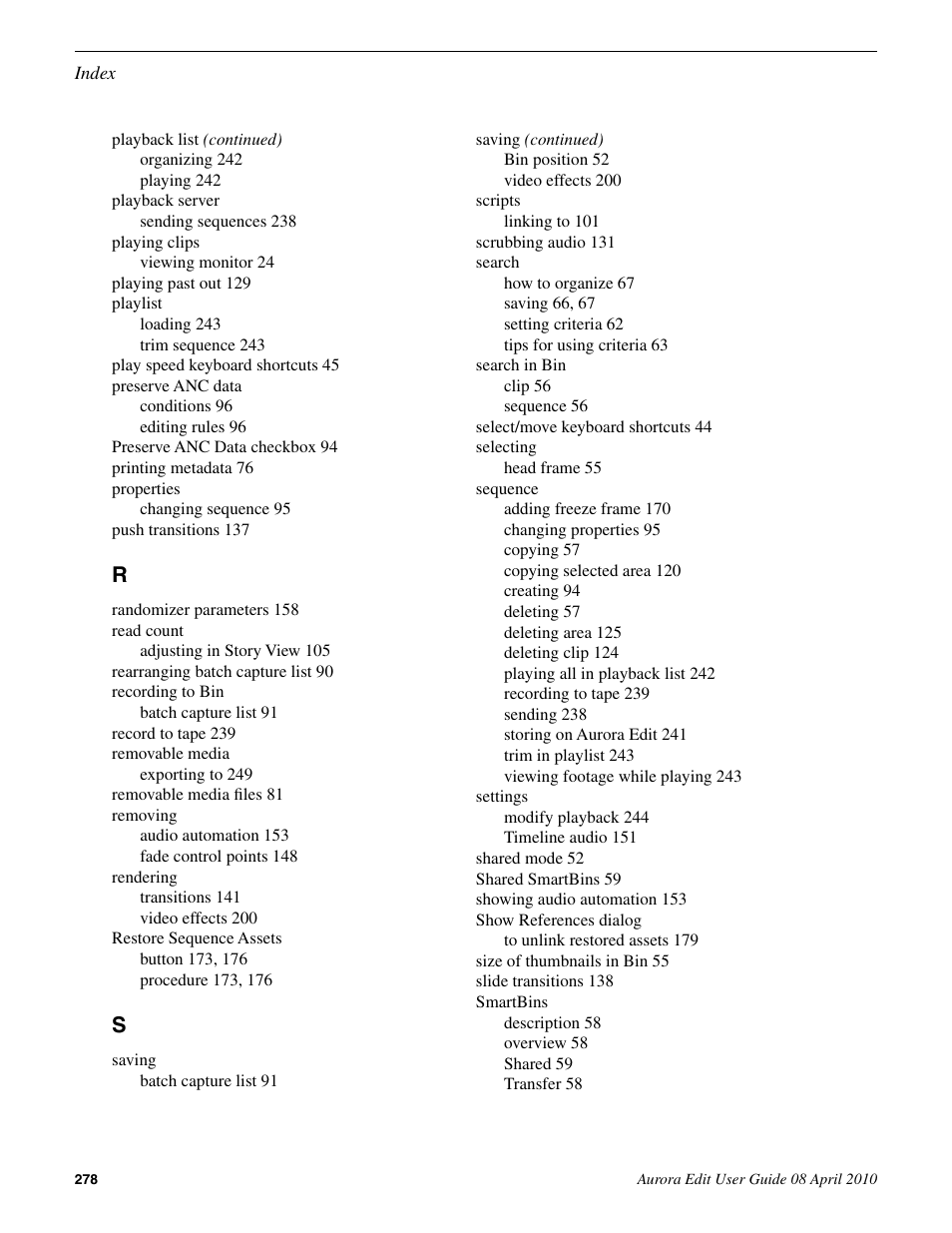 Grass Valley Aurora Edit v.7.0 User Manual | Page 278 / 280