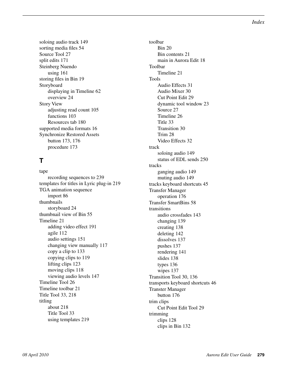 Grass Valley Aurora Edit v.7.0 User Manual | Page 279 / 280