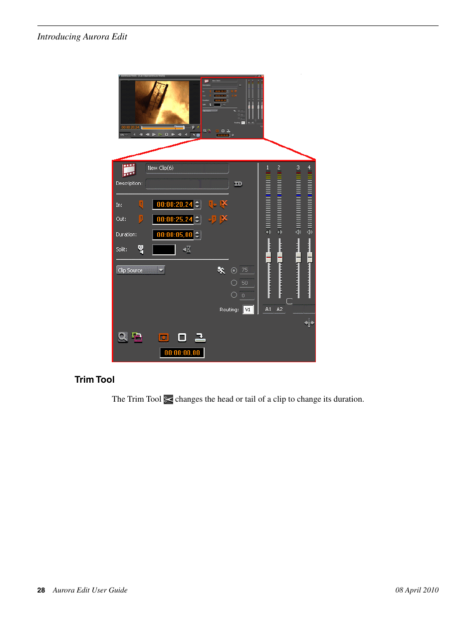 Trim tool | Grass Valley Aurora Edit v.7.0 User Manual | Page 28 / 280