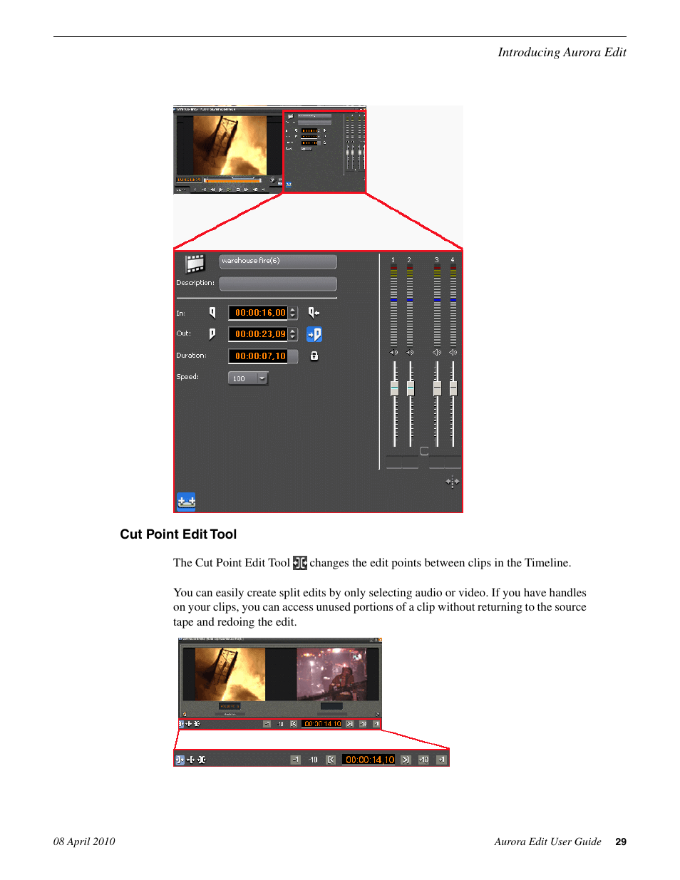 Cut point edit tool | Grass Valley Aurora Edit v.7.0 User Manual | Page 29 / 280