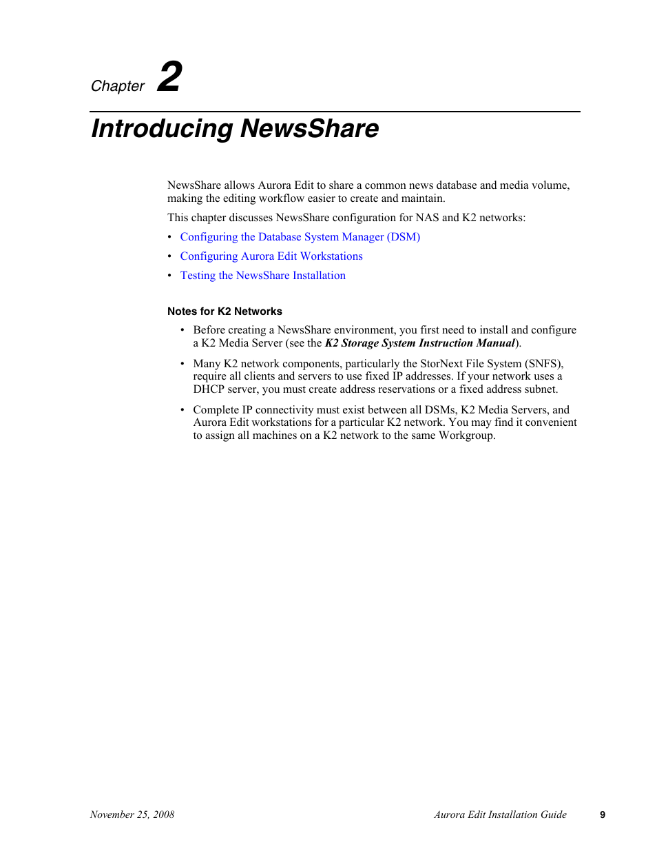 Introducing newsshare, Chapter 2 | Grass Valley Aurora Edit LD v.6.5 Installation User Manual | Page 23 / 114