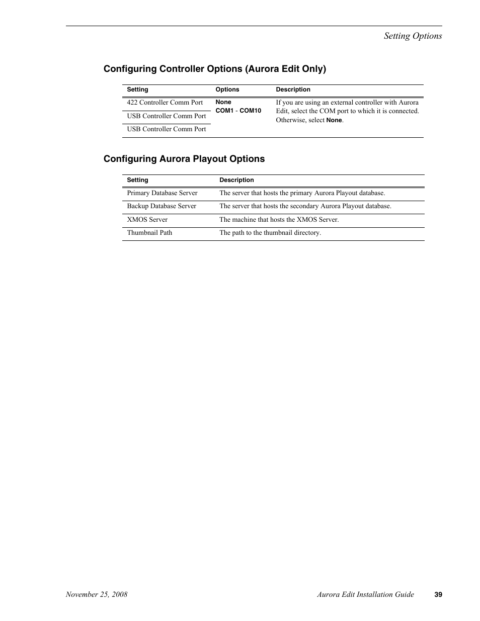 Configuring controller options (aurora edit only), Configuring aurora playout options, Aurora edit only) | Urora playout | Grass Valley Aurora Edit LD v.6.5 Installation User Manual | Page 53 / 114