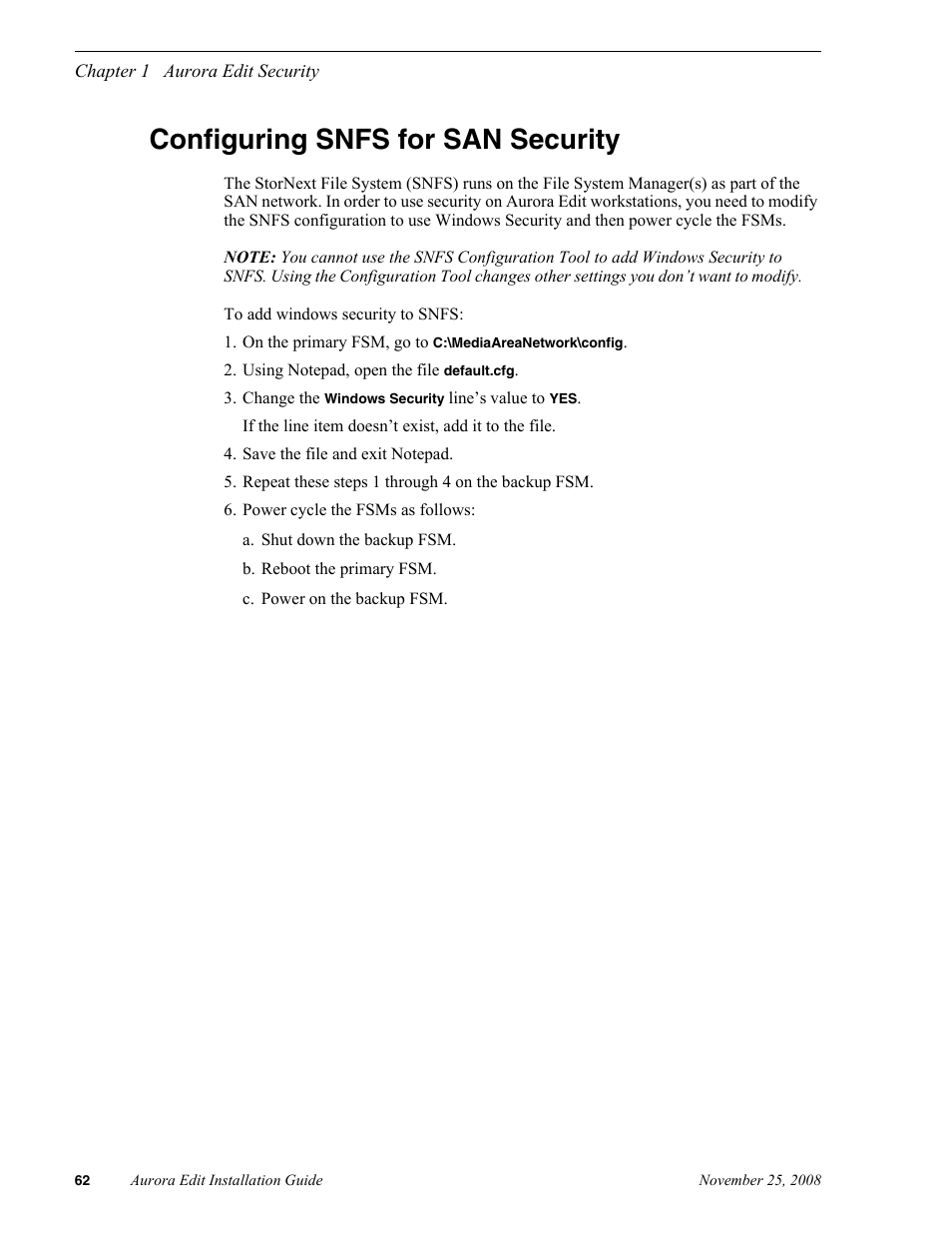 Configuring snfs for san security | Grass Valley Aurora Edit LD v.6.5 Installation User Manual | Page 76 / 114