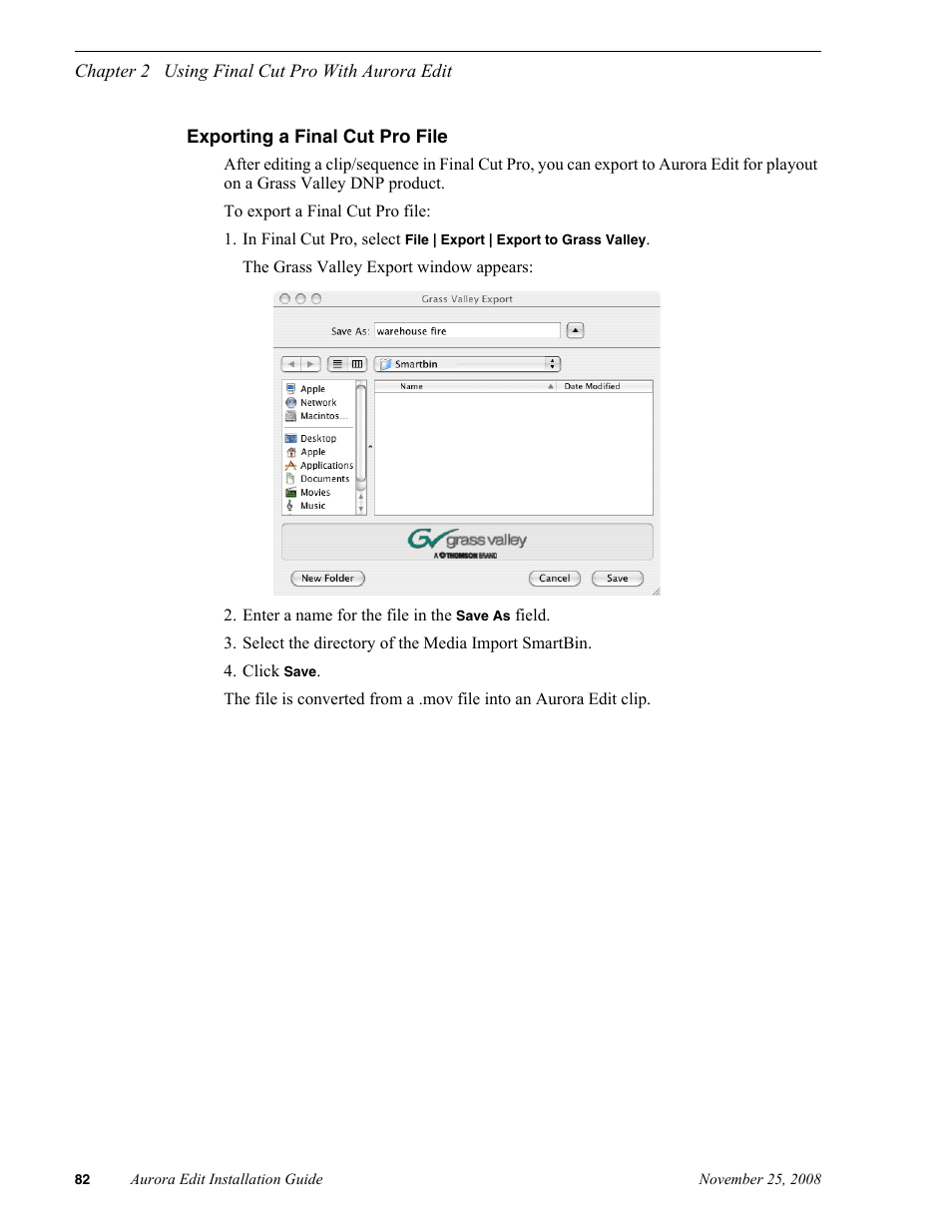 Exporting a final cut pro file | Grass Valley Aurora Edit LD v.6.5 Installation User Manual | Page 96 / 114