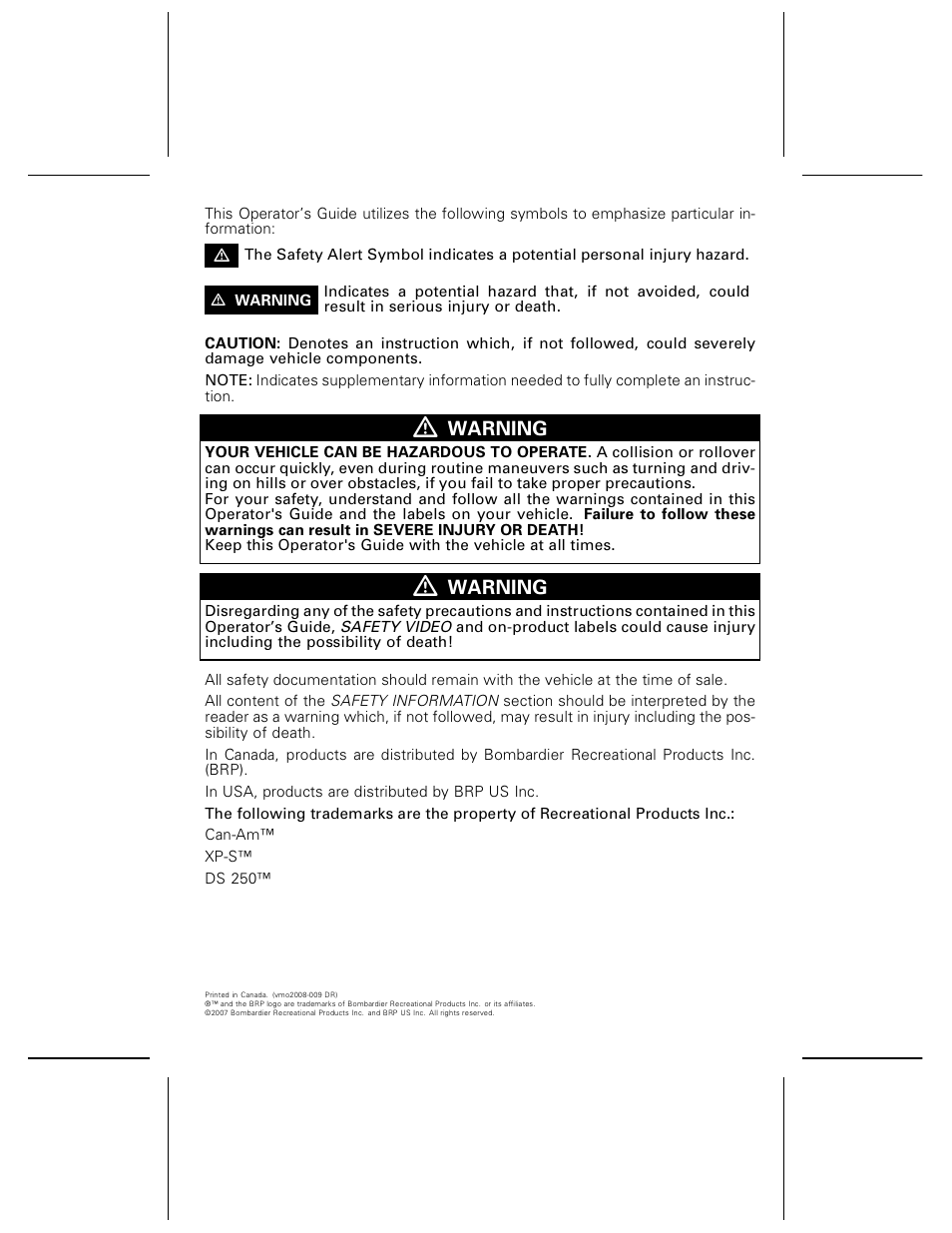 Can-Am DS250 User Manual | Page 2 / 140
