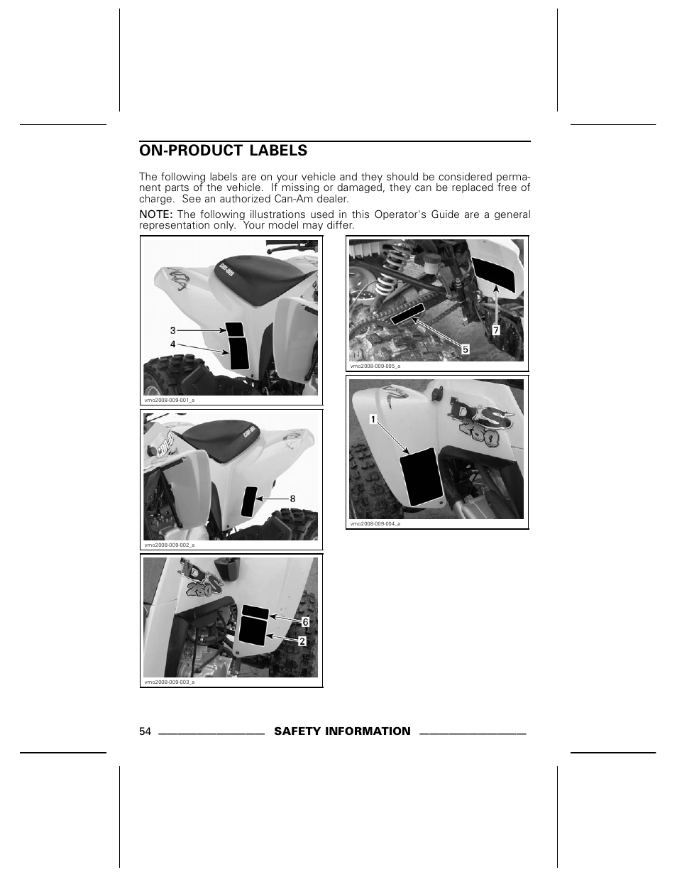 On-product labels | Can-Am DS250 User Manual | Page 56 / 140