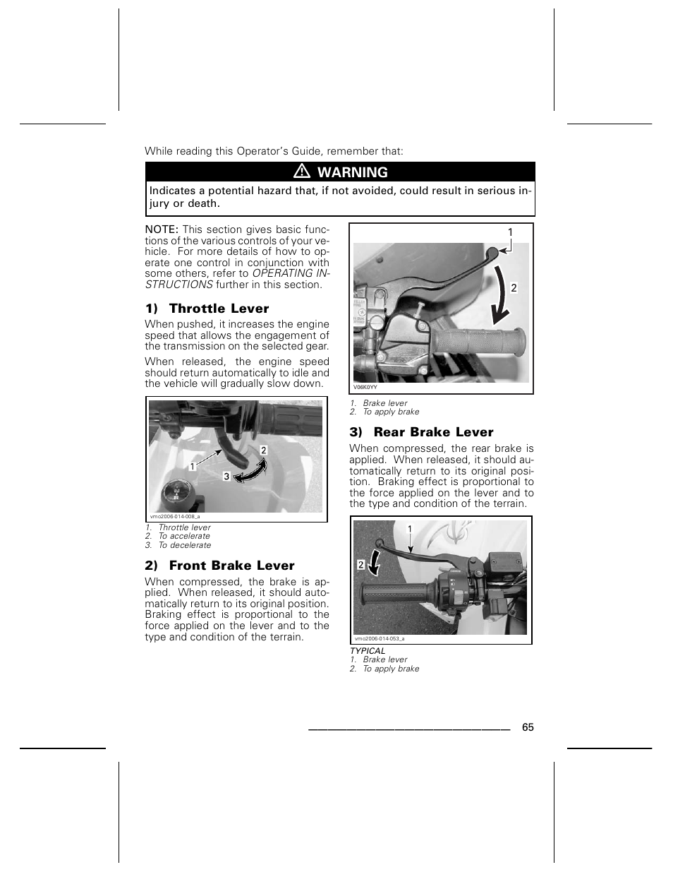 Warning | Can-Am DS250 User Manual | Page 67 / 140