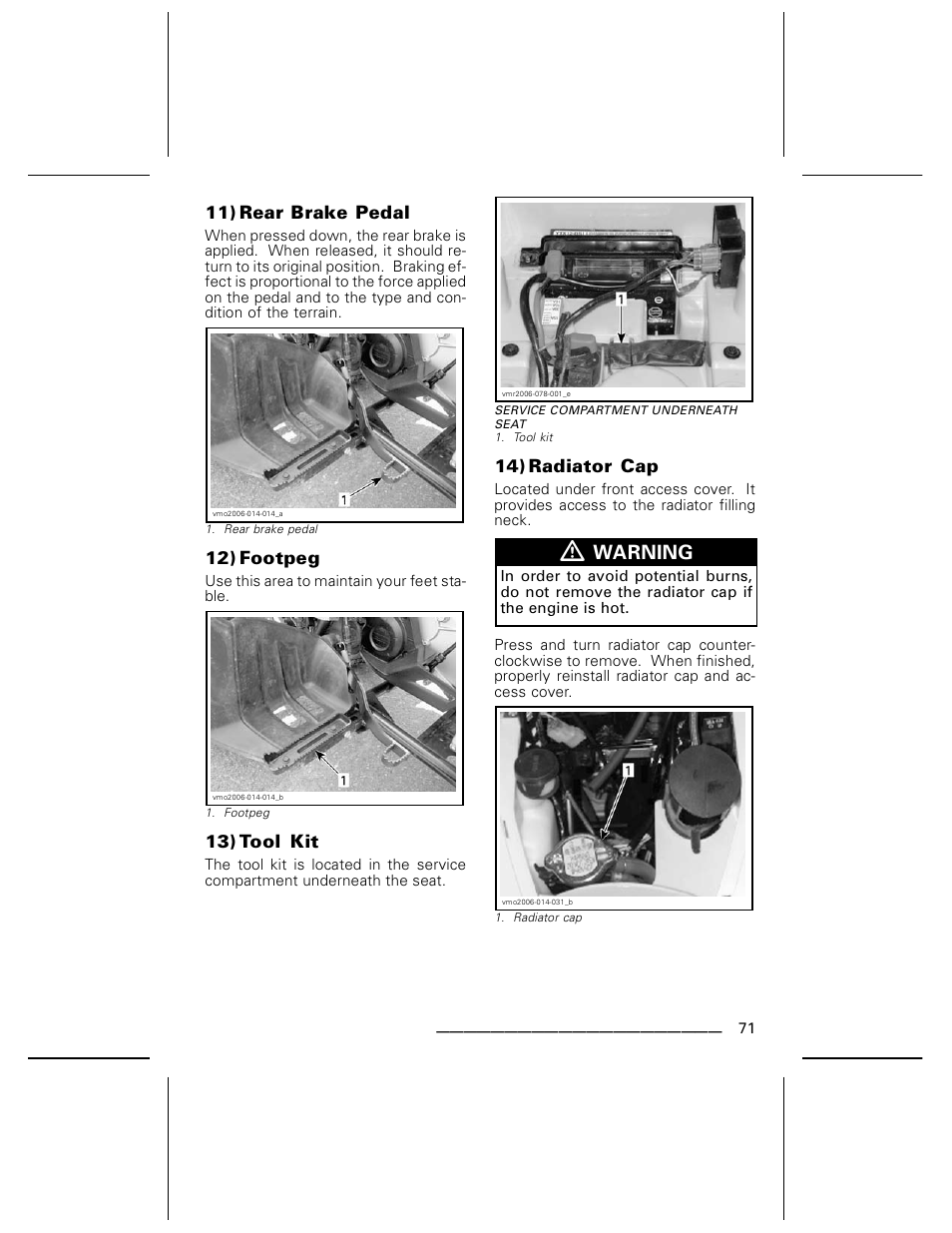 Warning | Can-Am DS250 User Manual | Page 73 / 140