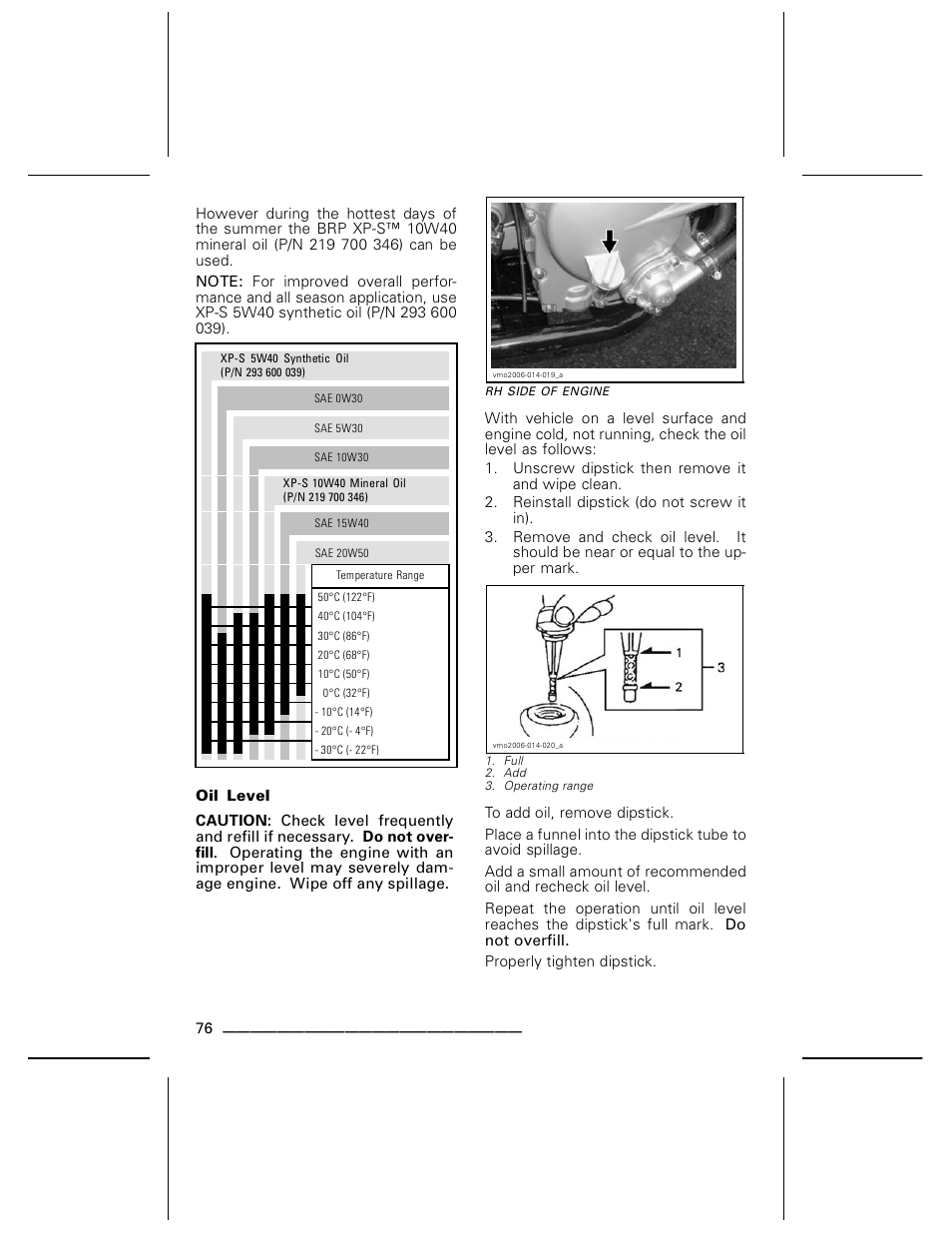 Oil level | Can-Am DS250 User Manual | Page 78 / 140