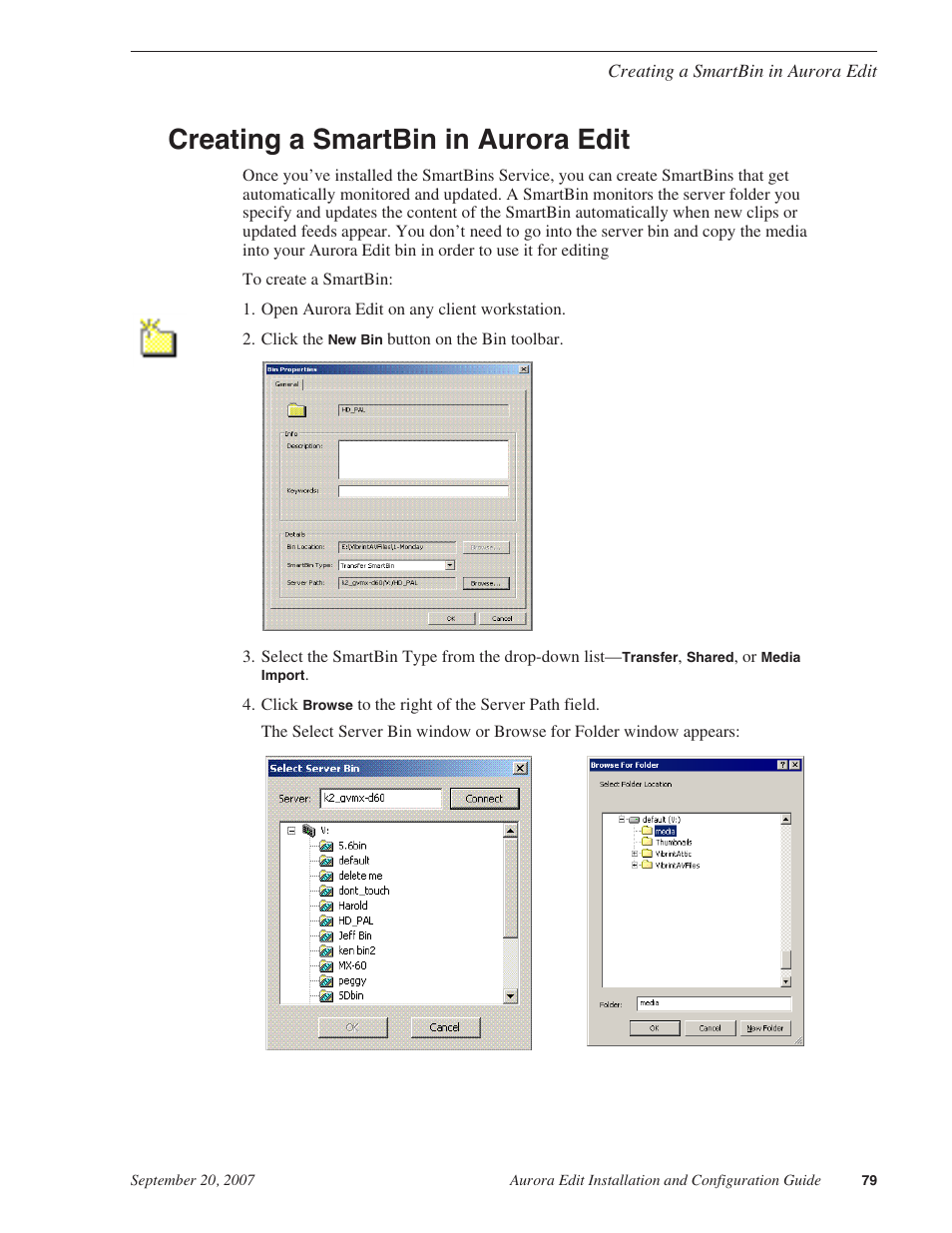 Creating a smartbin in aurora edit, Creating a smartbin in aurora edit” on | Grass Valley Aurora Edit LD v.6.3 Installation User Manual | Page 79 / 86
