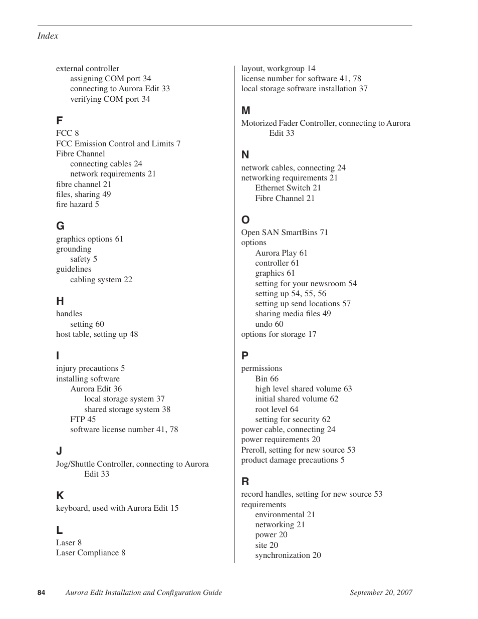 Grass Valley Aurora Edit LD v.6.3 Installation User Manual | Page 84 / 86