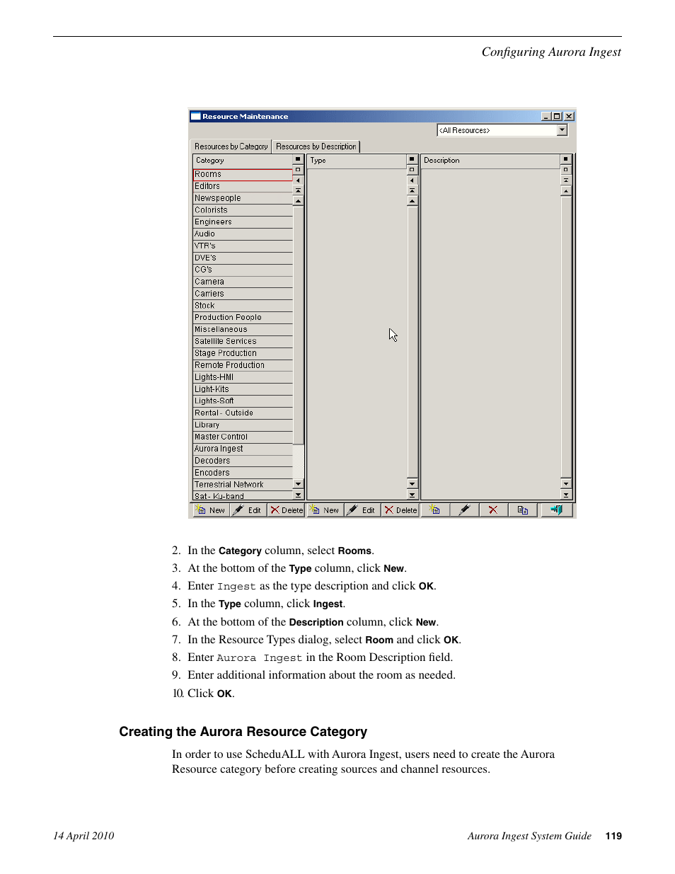 Creating the aurora resource category | Grass Valley Aurora Ingest v.7.0.0 User Manual | Page 119 / 236