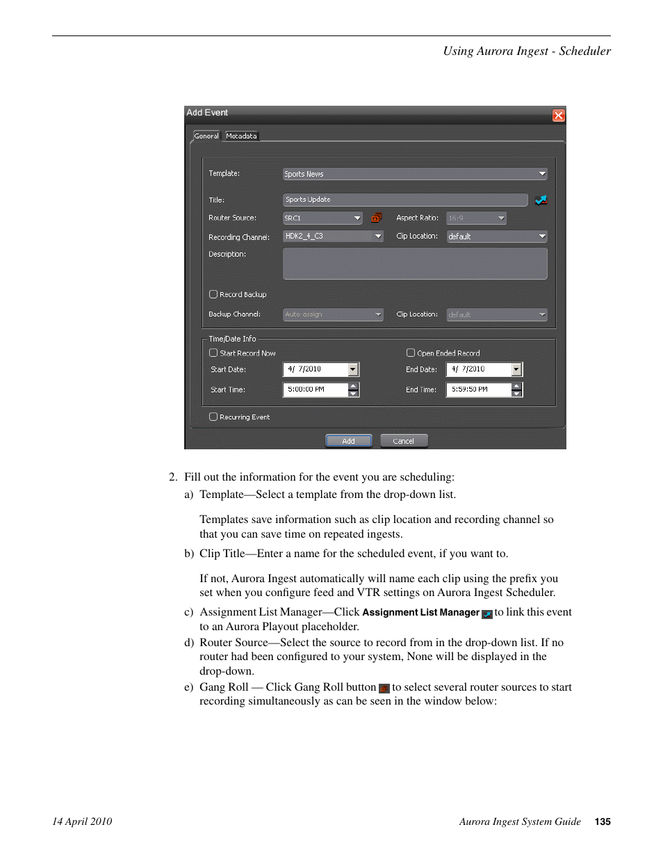 Grass Valley Aurora Ingest v.7.0.0 User Manual | Page 135 / 236