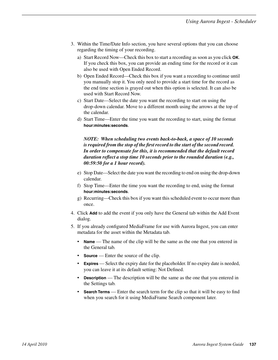 Grass Valley Aurora Ingest v.7.0.0 User Manual | Page 137 / 236