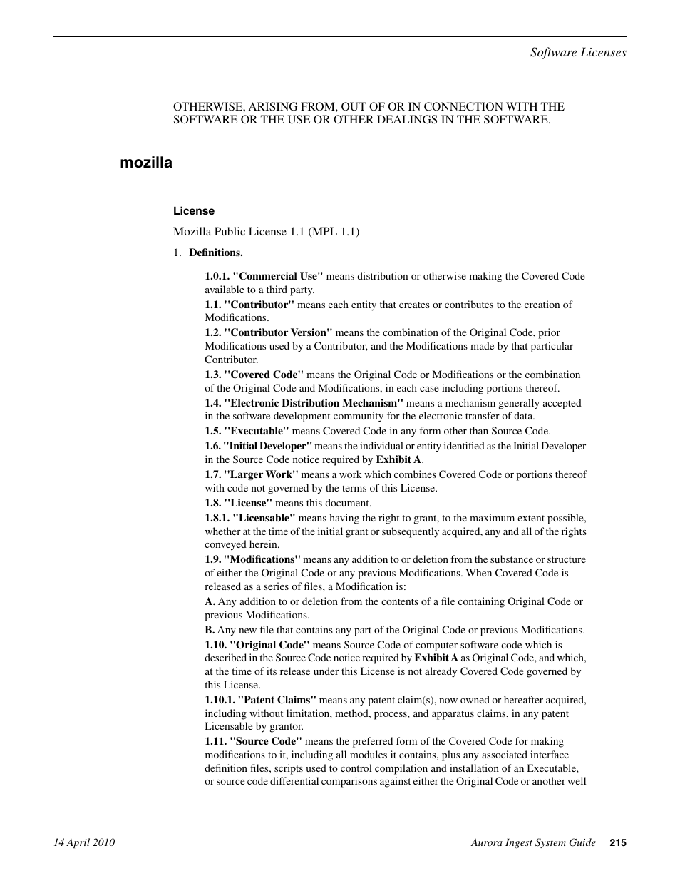 Mozilla | Grass Valley Aurora Ingest v.7.0.0 User Manual | Page 215 / 236