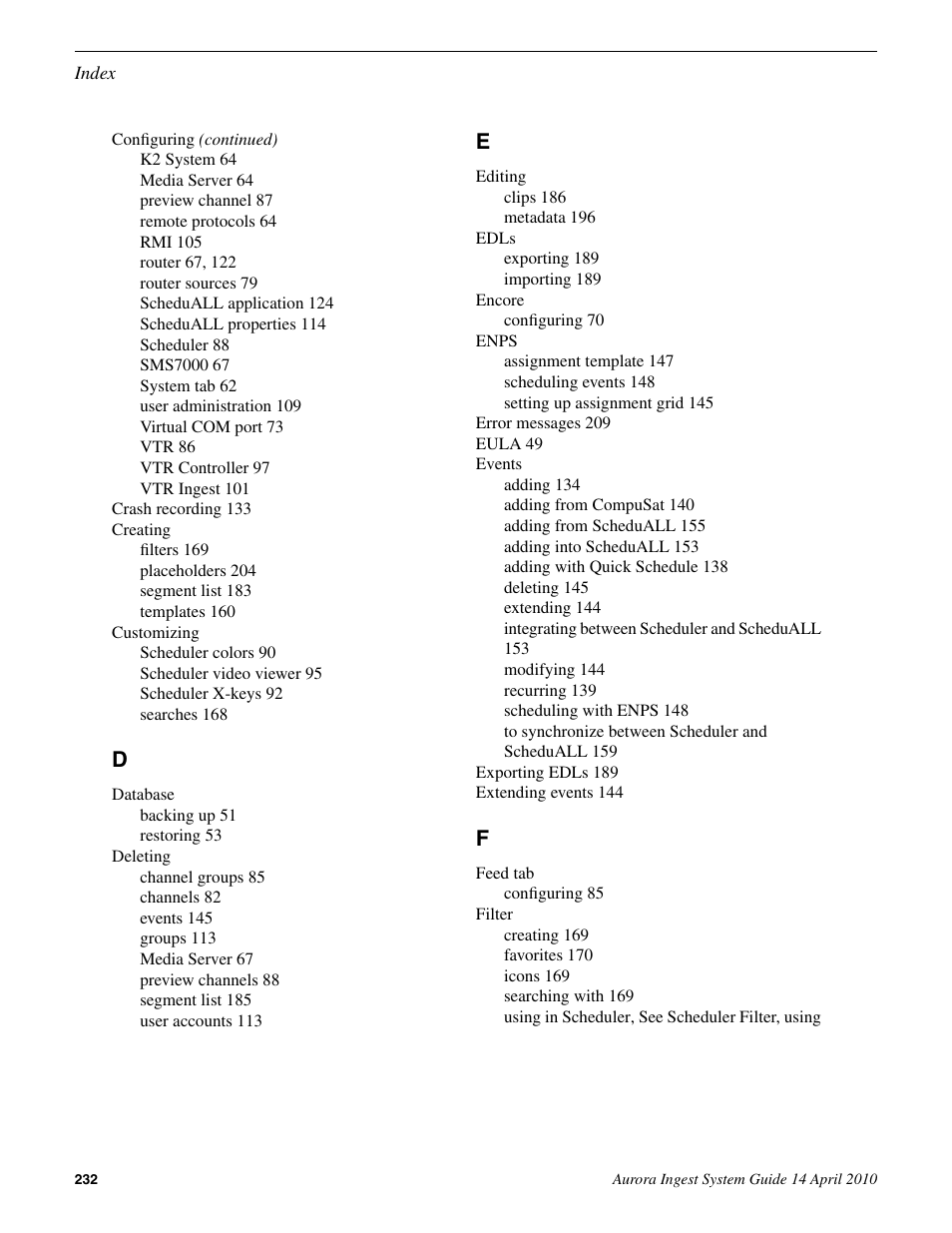 Grass Valley Aurora Ingest v.7.0.0 User Manual | Page 232 / 236