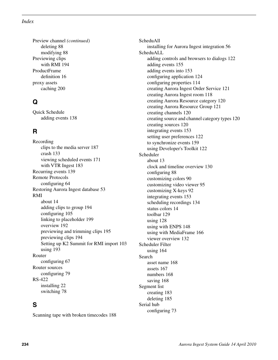 Grass Valley Aurora Ingest v.7.0.0 User Manual | Page 234 / 236