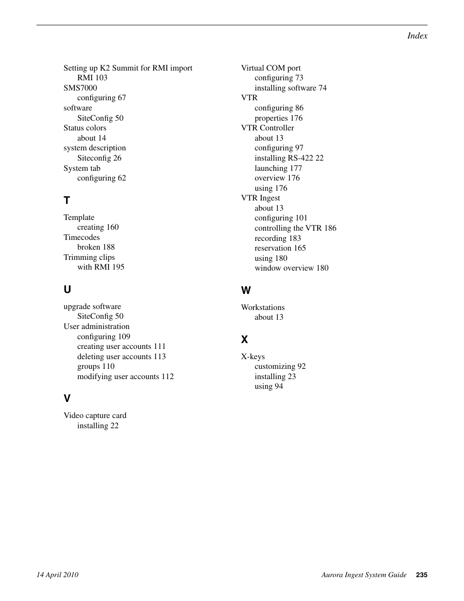 Grass Valley Aurora Ingest v.7.0.0 User Manual | Page 235 / 236