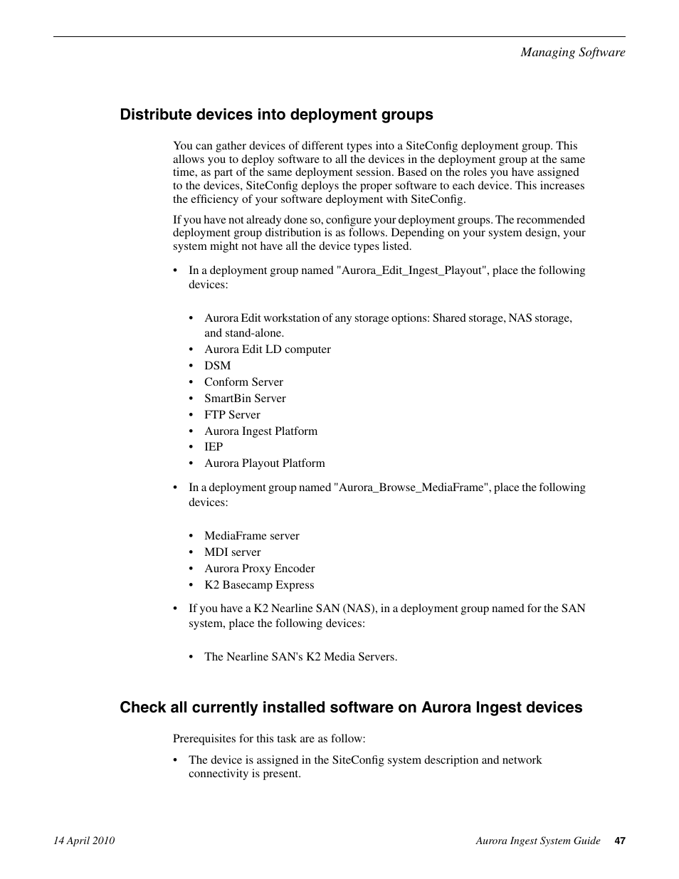 Distribute devices into deployment groups | Grass Valley Aurora Ingest v.7.0.0 User Manual | Page 47 / 236