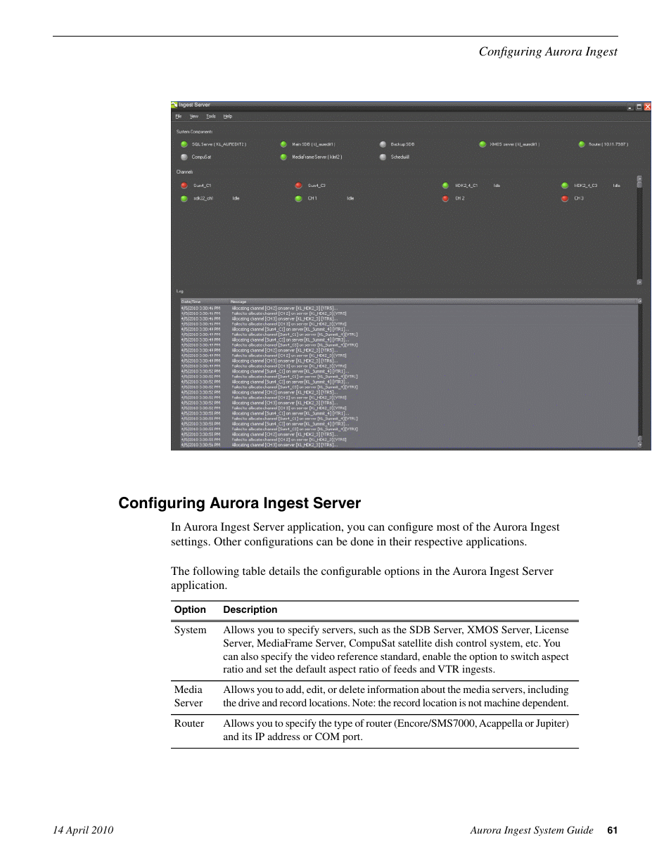 Configuring aurora ingest server | Grass Valley Aurora Ingest v.7.0.0 User Manual | Page 61 / 236