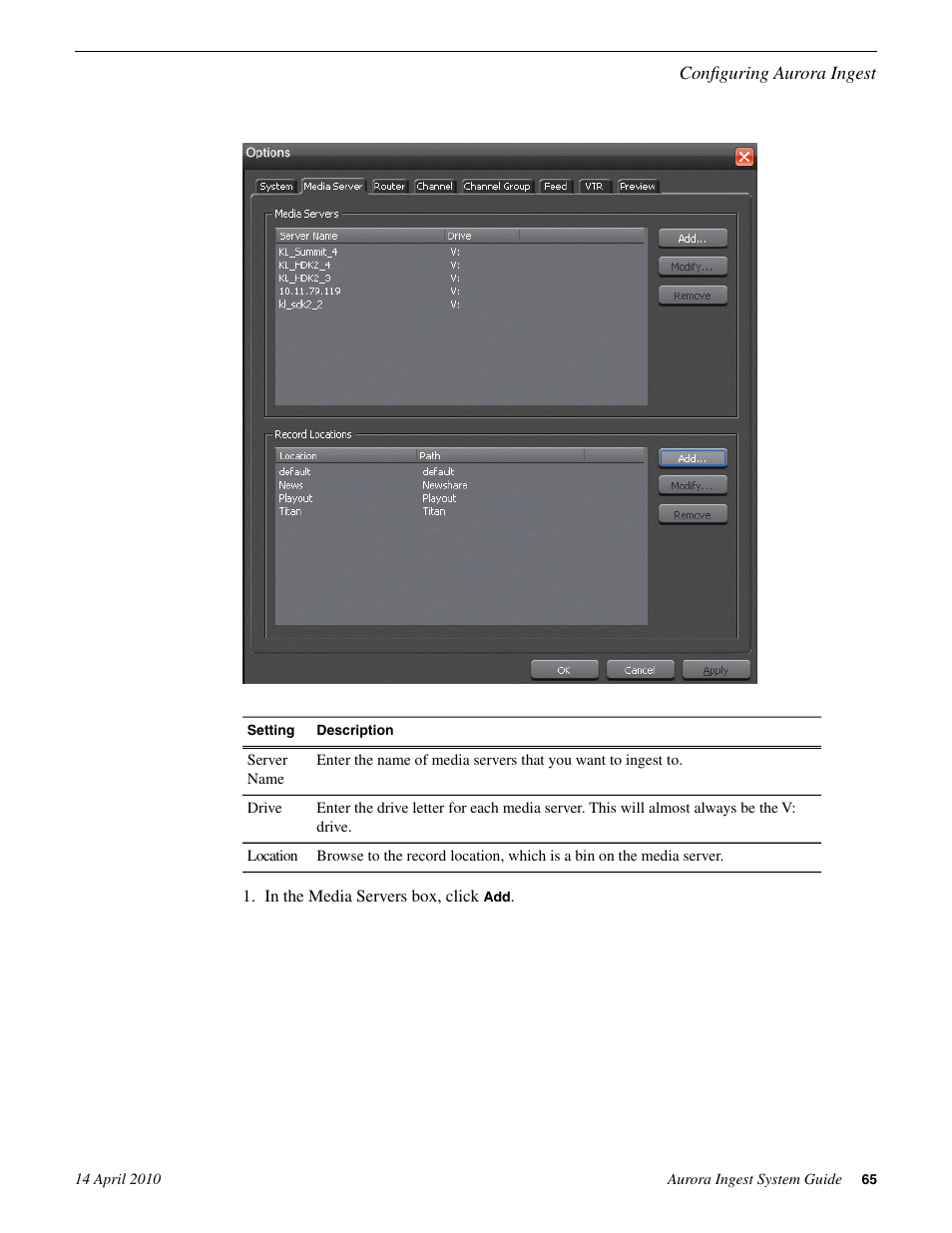 Grass Valley Aurora Ingest v.7.0.0 User Manual | Page 65 / 236