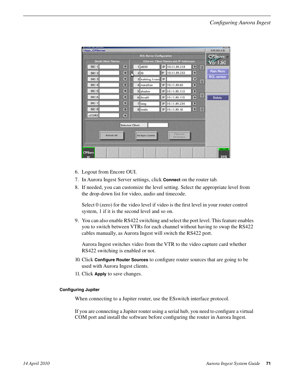 Configuring jupiter | Grass Valley Aurora Ingest v.7.0.0 User Manual | Page 71 / 236