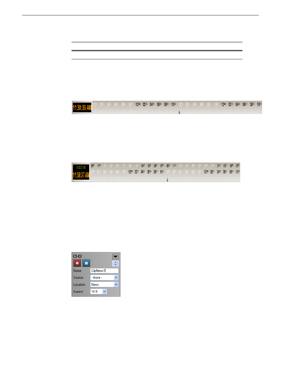 Overview of clock and timeline, Overview of channel window | Grass Valley Aurora Ingest v.6.5.2 User Manual | Page 105 / 214