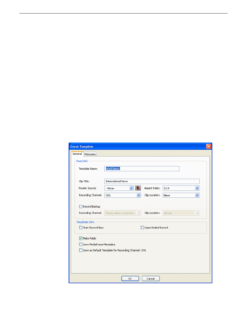 Creating a template | Grass Valley Aurora Ingest v.6.5.2 User Manual | Page 137 / 214
