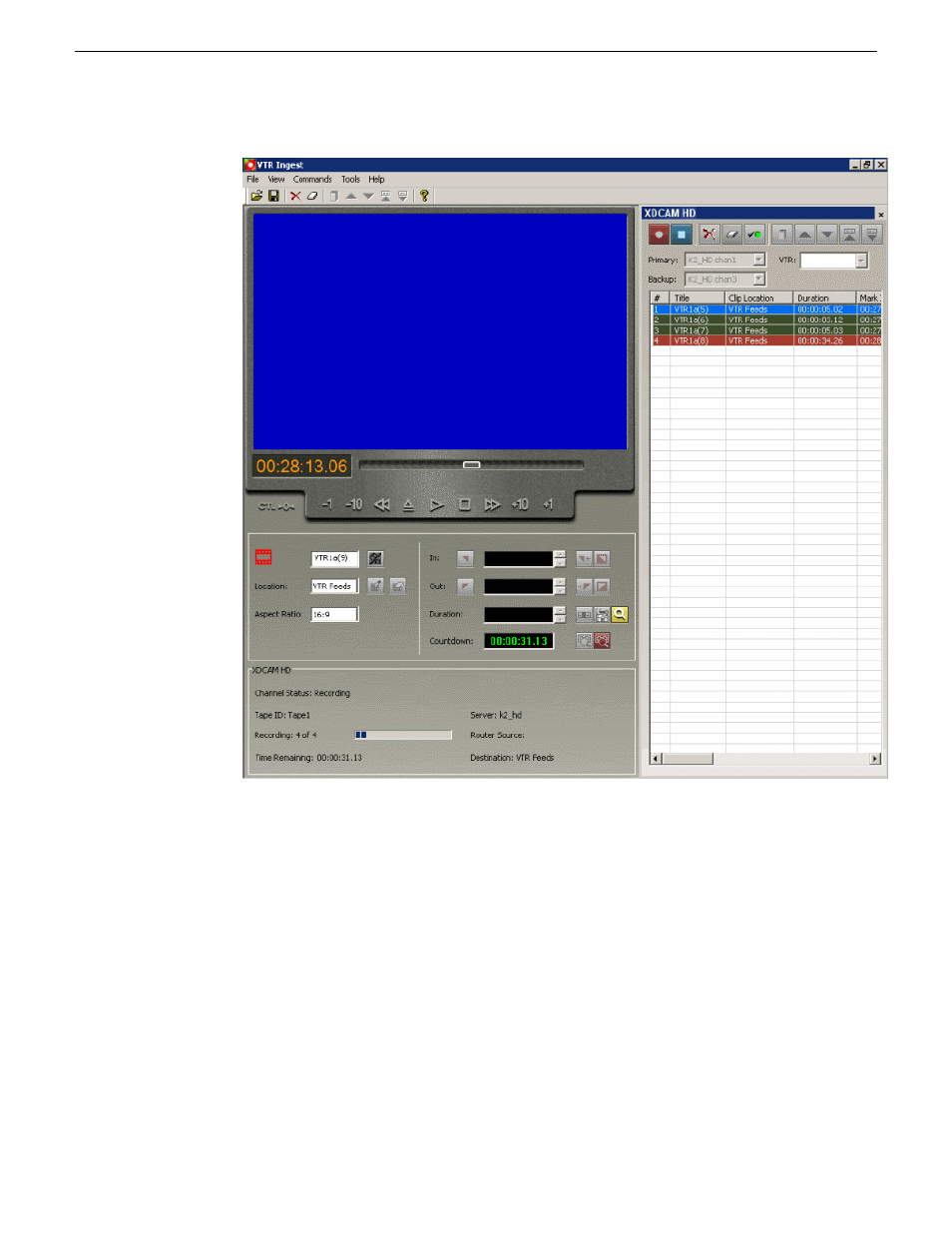 Overview of clip record area | Grass Valley Aurora Ingest v.6.5.2 User Manual | Page 161 / 214