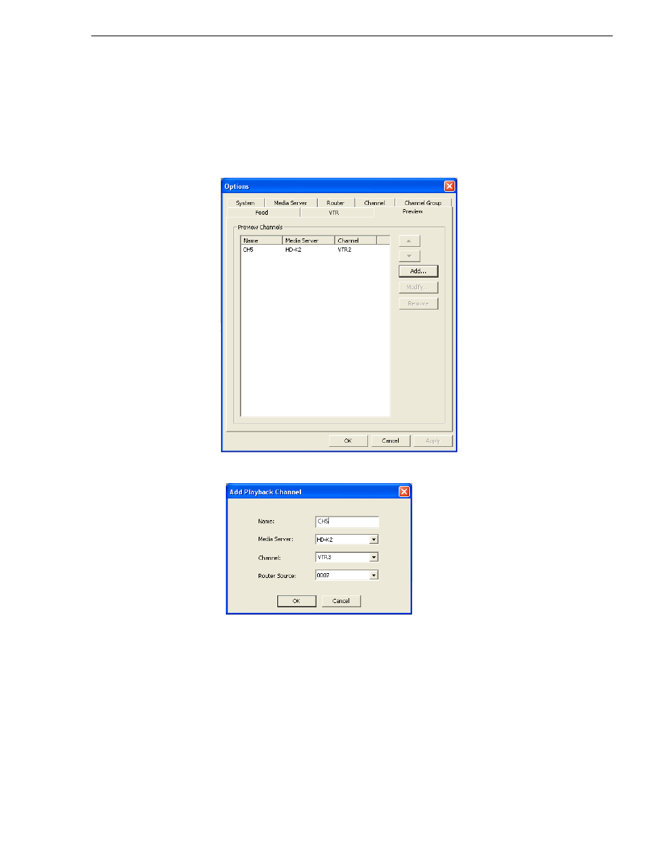Configuring preview channels, Configuring preview channels” on | Grass Valley Aurora Ingest v.6.3 User Manual | Page 57 / 122