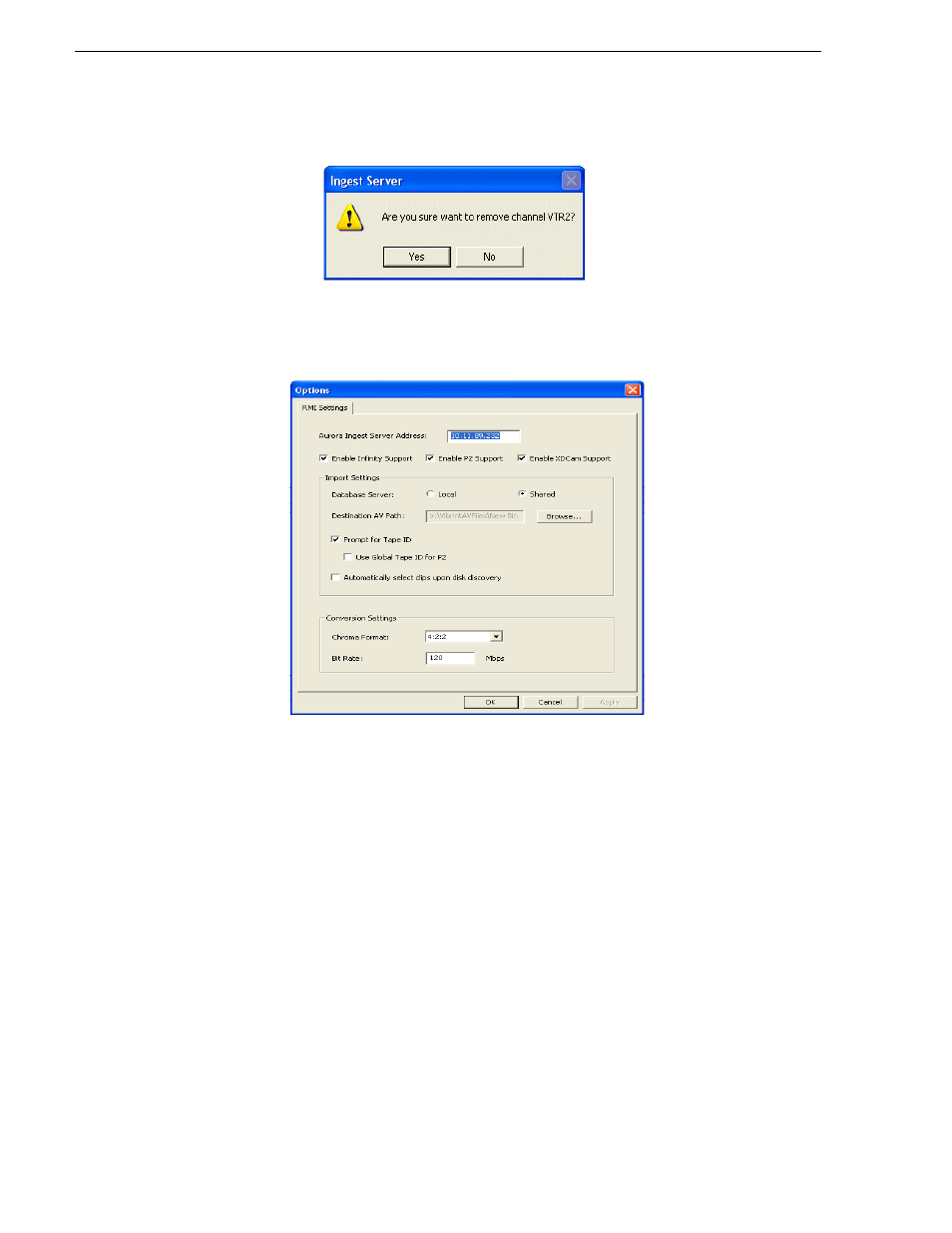 Configuring rmi | Grass Valley Aurora Ingest v.6.3 User Manual | Page 58 / 122