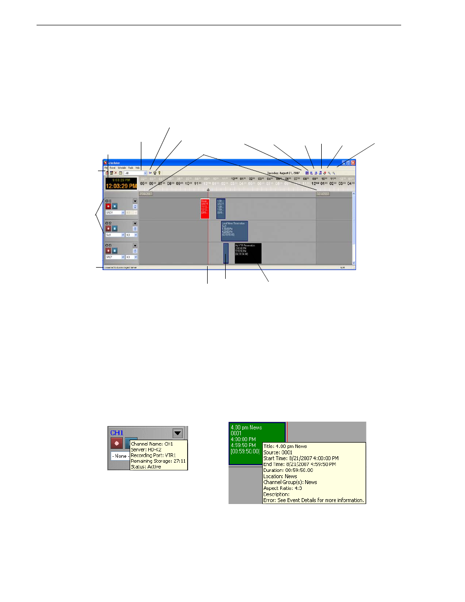 Tour of the aurora ingest - scheduler window, Chapter 3 using aurora ingest - scheduler | Grass Valley Aurora Ingest v.6.3 User Manual | Page 66 / 122