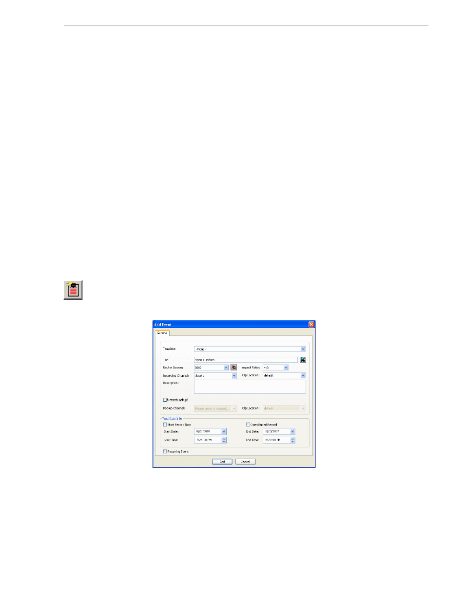 Adding new events | Grass Valley Aurora Ingest v.6.3 User Manual | Page 73 / 122