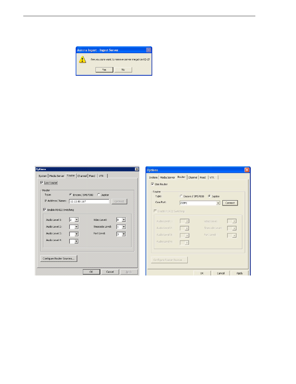 Configuring routers | Grass Valley Aurora Ingest v.6.1 User Manual | Page 26 / 84