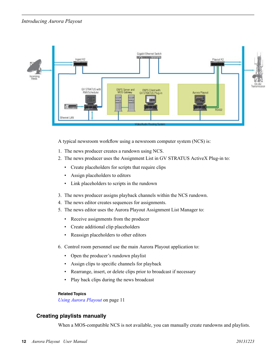 Creating playlists manually | Grass Valley Aurora Playout v.8.1 User Manual | Page 12 / 186