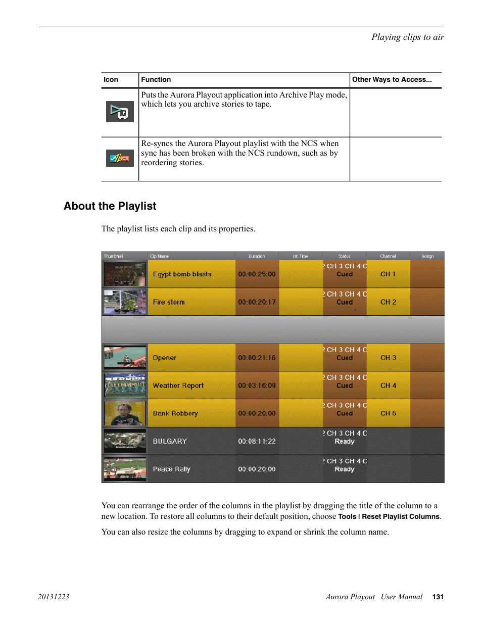 About the playlist | Grass Valley Aurora Playout v.8.1 User Manual | Page 131 / 186