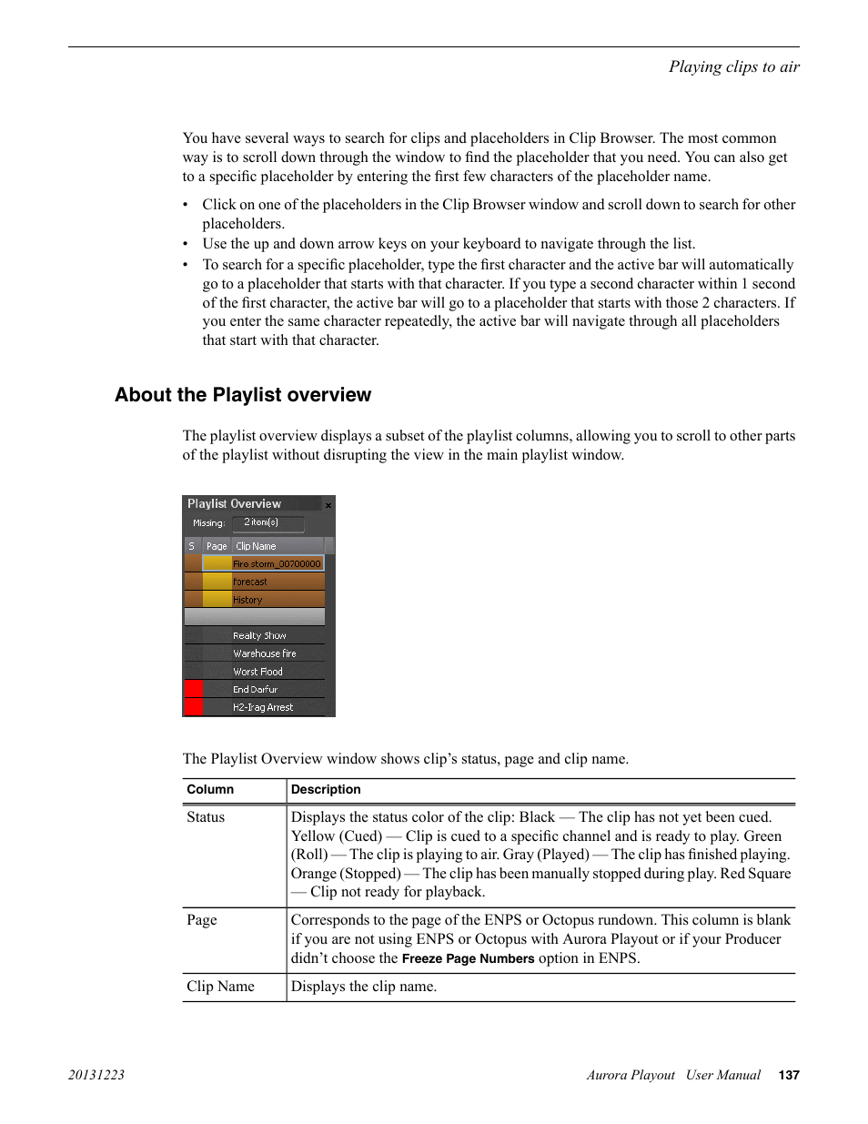 About the playlist overview | Grass Valley Aurora Playout v.8.1 User Manual | Page 137 / 186