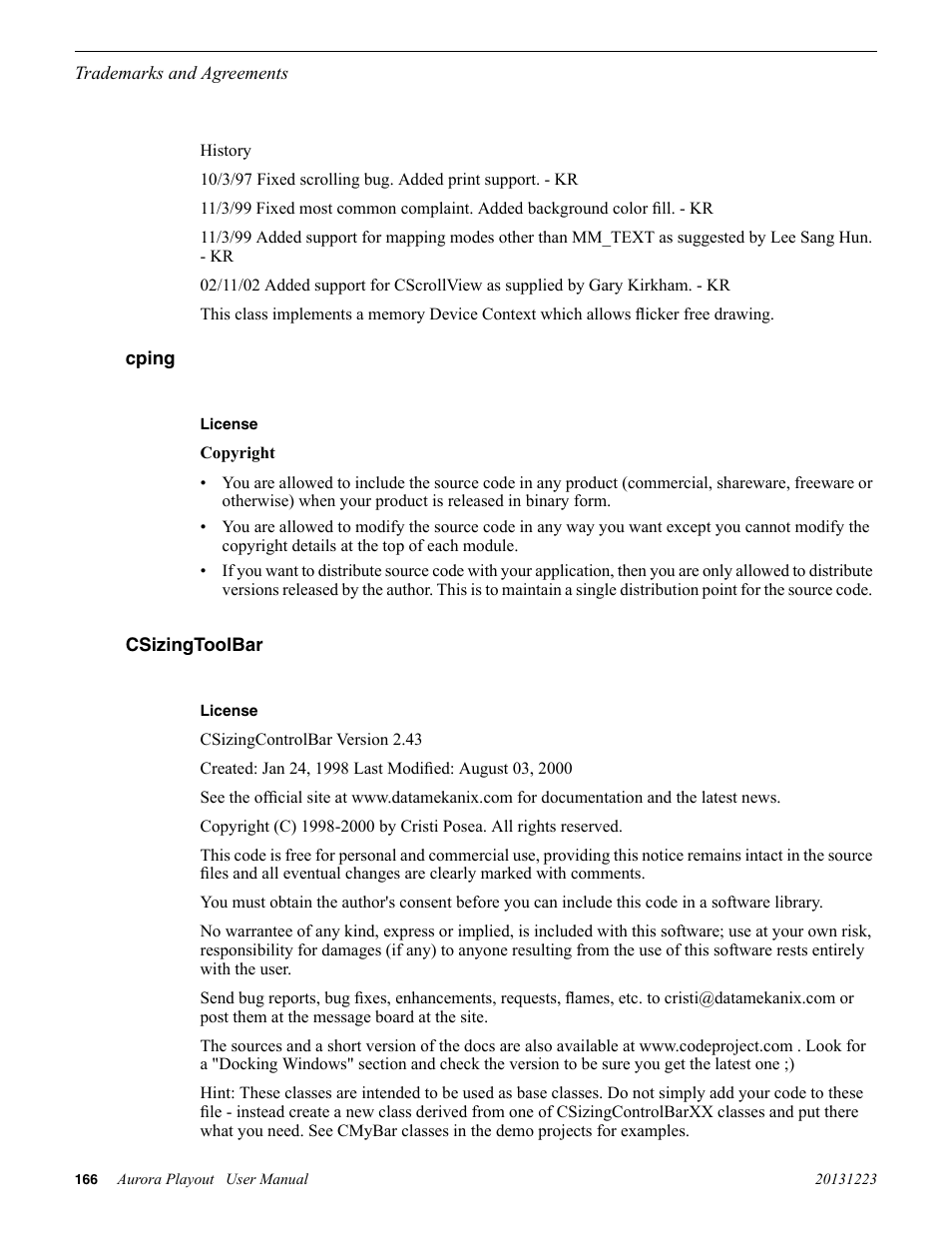 Cping, Csizingtoolbar, Cping csizingtoolbar | Grass Valley Aurora Playout v.8.1 User Manual | Page 166 / 186